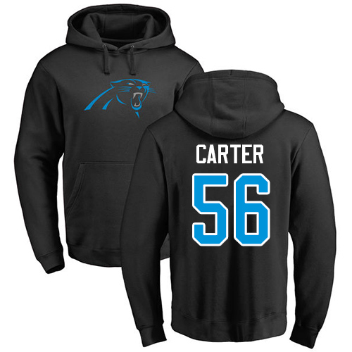 Carolina Panthers Men Black Jermaine Carter Name and Number Logo NFL Football #56 Pullover Hoodie Sweatshirts